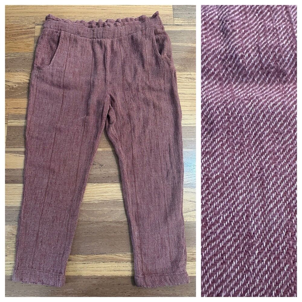 Free People Women’s Cropped Paper Bag Pants, Dusty Rose,‎ NO BELT, Size 12
